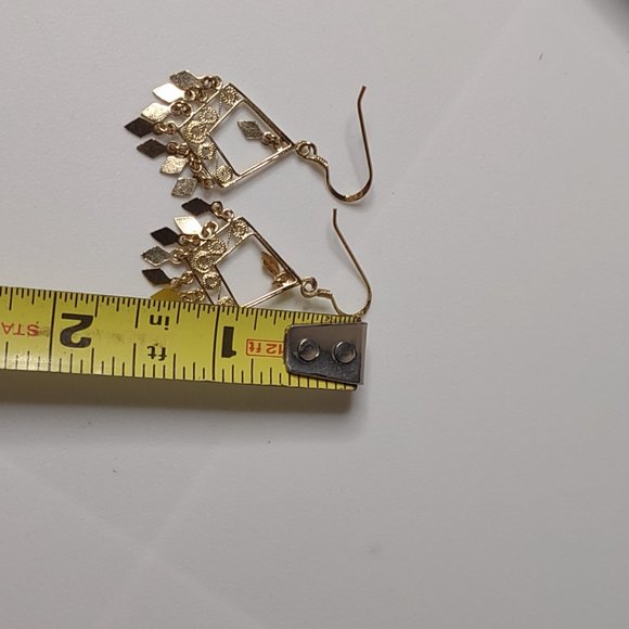 Cute Diamond Shaped Dangle Earring With 925 Sterling Silver Hooks - Picture 10 of 11